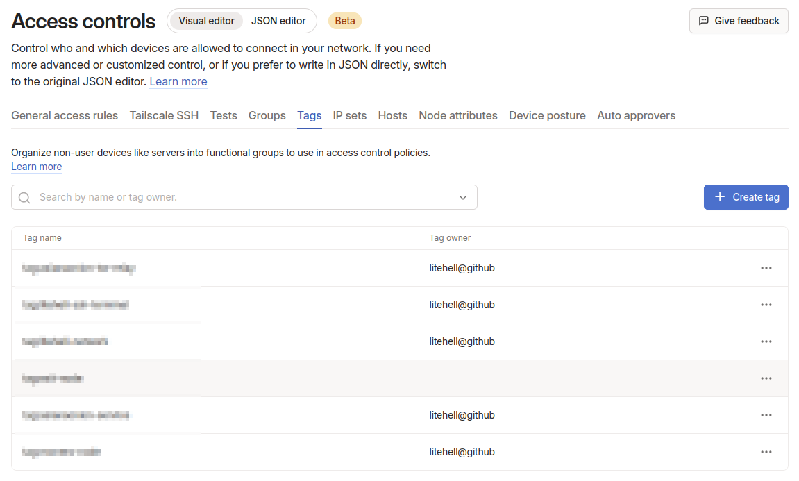 Tailscale 태그 목록